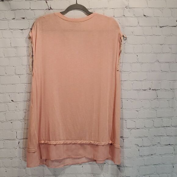Suzanne Betro plus size pink cap sleeve v neck top - Picture 6 of 6